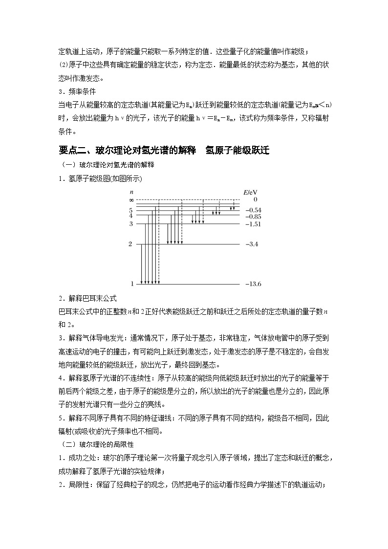 【同步讲义】（人教版2019）高中物理选修第三册--4.4 氢原子光谱和波尔的原子模型 讲义02