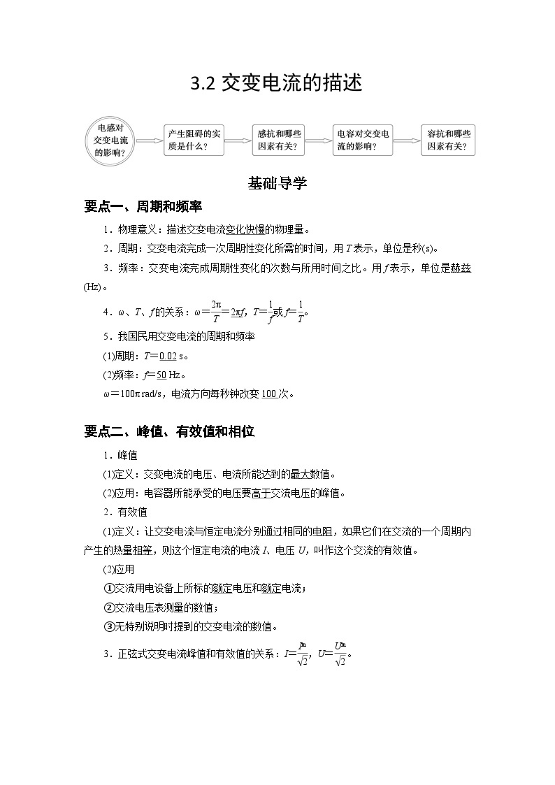 【同步讲义】（人教版2019）高中物理选修第二册--3.2  交变电流的描述 讲义01