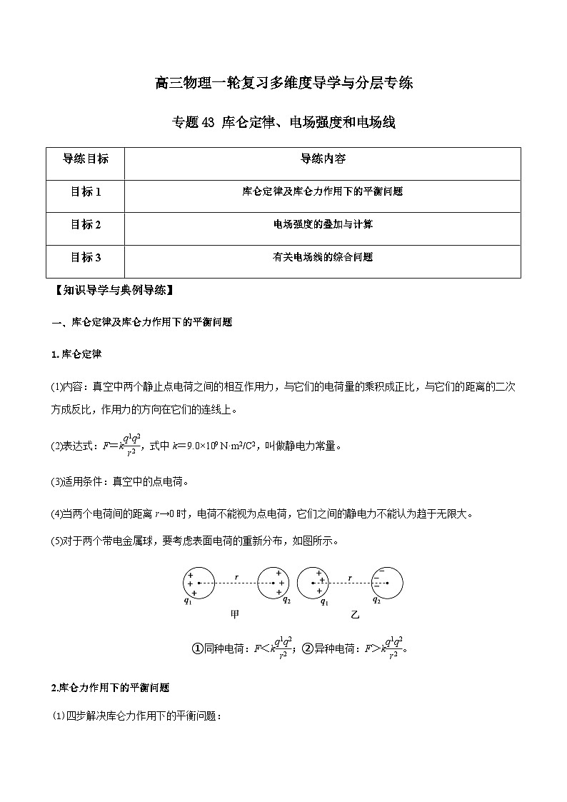 专题43 库仑定律、电场强度和电场线-高三物理一轮复习多维度导学与分层专练01
