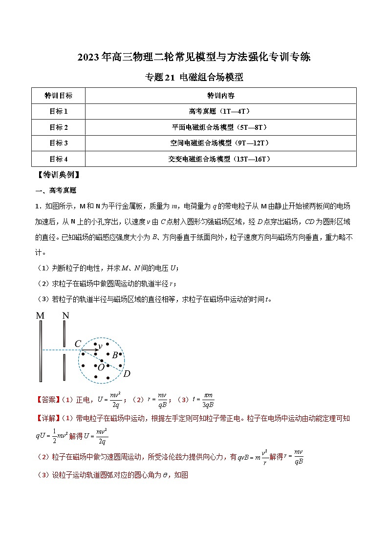 专题21 电磁组合场模型-2023年高三物理二轮常见模型与方法强化专训专练(解析版)01