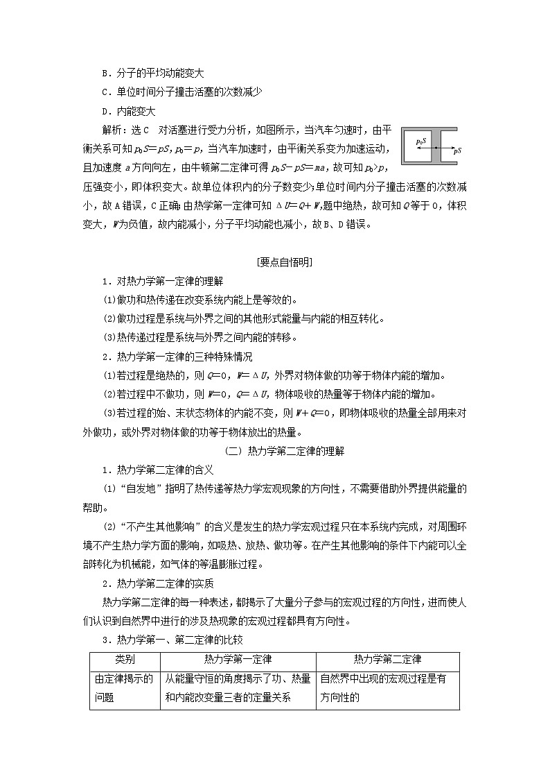 2024届高考物理一轮总复习第十四章热学第4讲热力学定律与能量守恒定律教师用书第3页