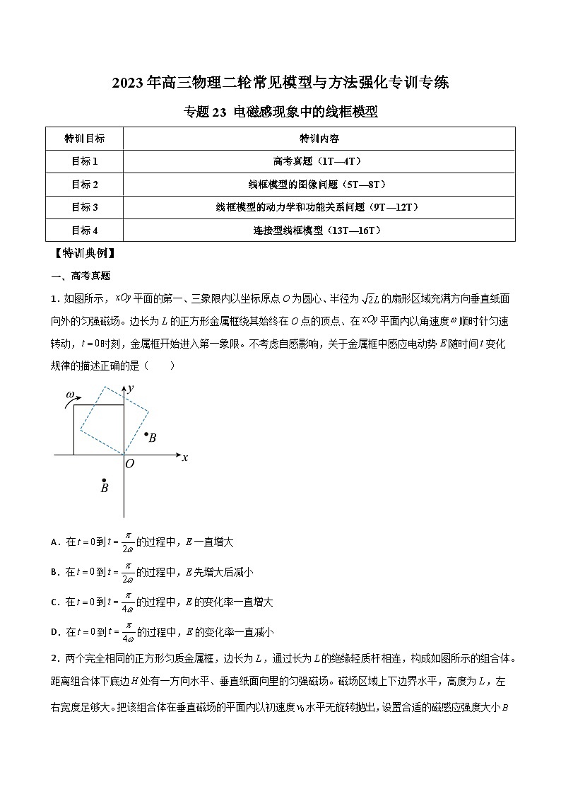 专题23 电磁感现象中的线框模型-2023年高三物理二轮常见模型与方法强化专训专练(原卷版)第1页