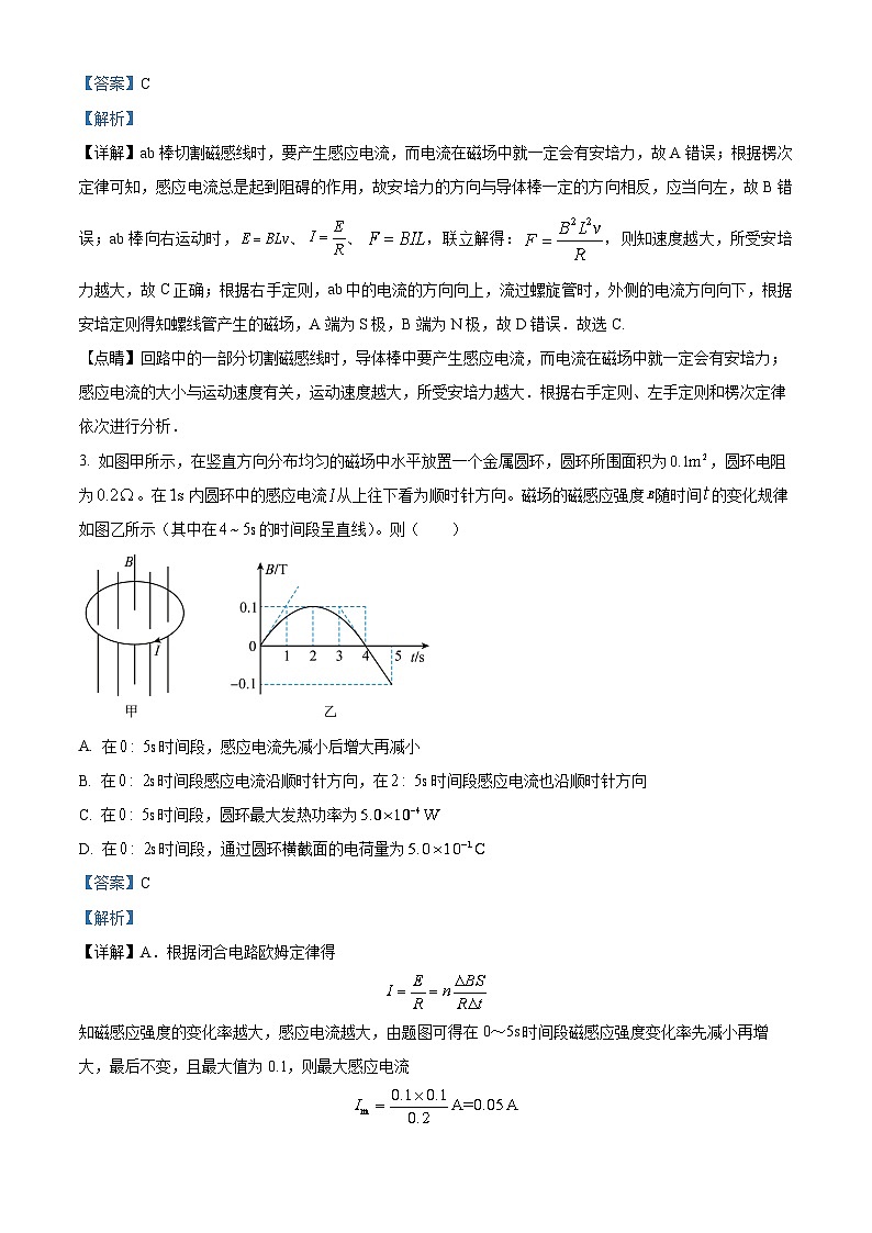 浙江省温州市乐清市知临中学2023-2024学年高二物理上学期开学质量检测试题(Word版附解析)第2页
