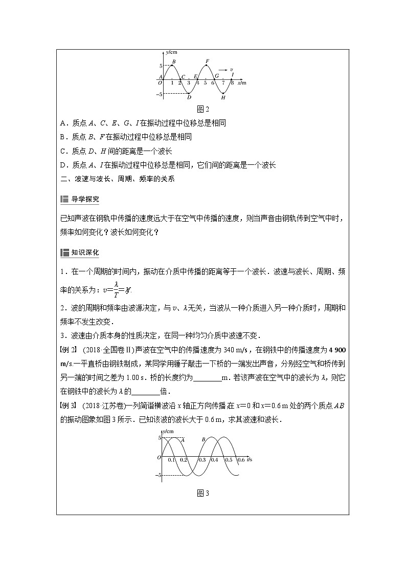 3.2 波长、频率和波速 学案-2023-2024学年高二上学期物理人教版(2019)03