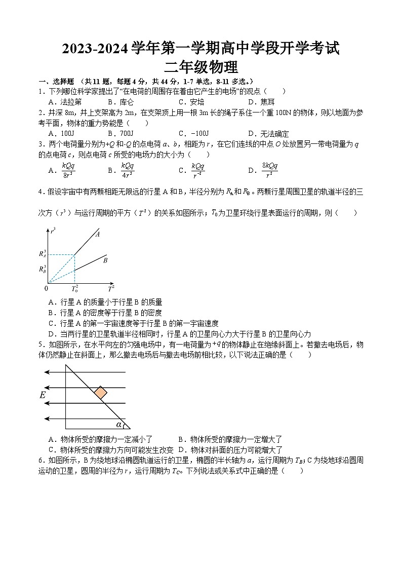 江西省赣州市全南中学2023-2024学年高二上学期开学考试物理试题(含答案)第1页
