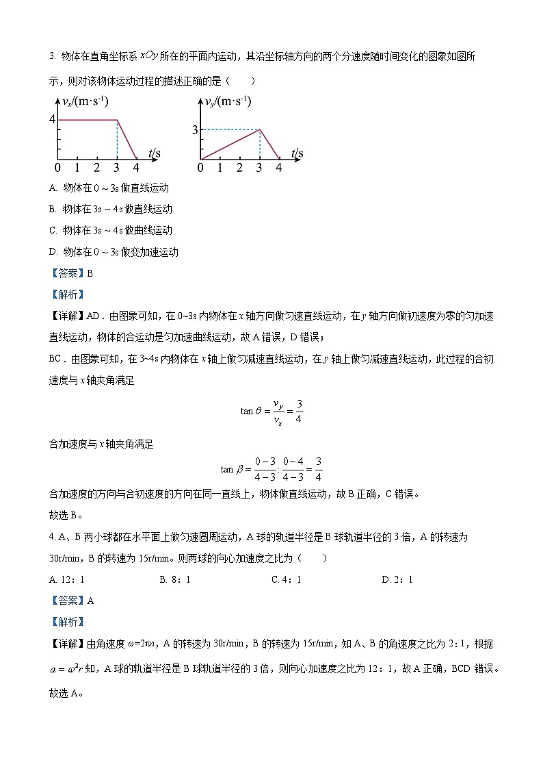山西省運(yùn)城市康杰中學(xué)2022-2023學(xué)年高一下學(xué)期3月月考物理試題含解析第2頁(yè)