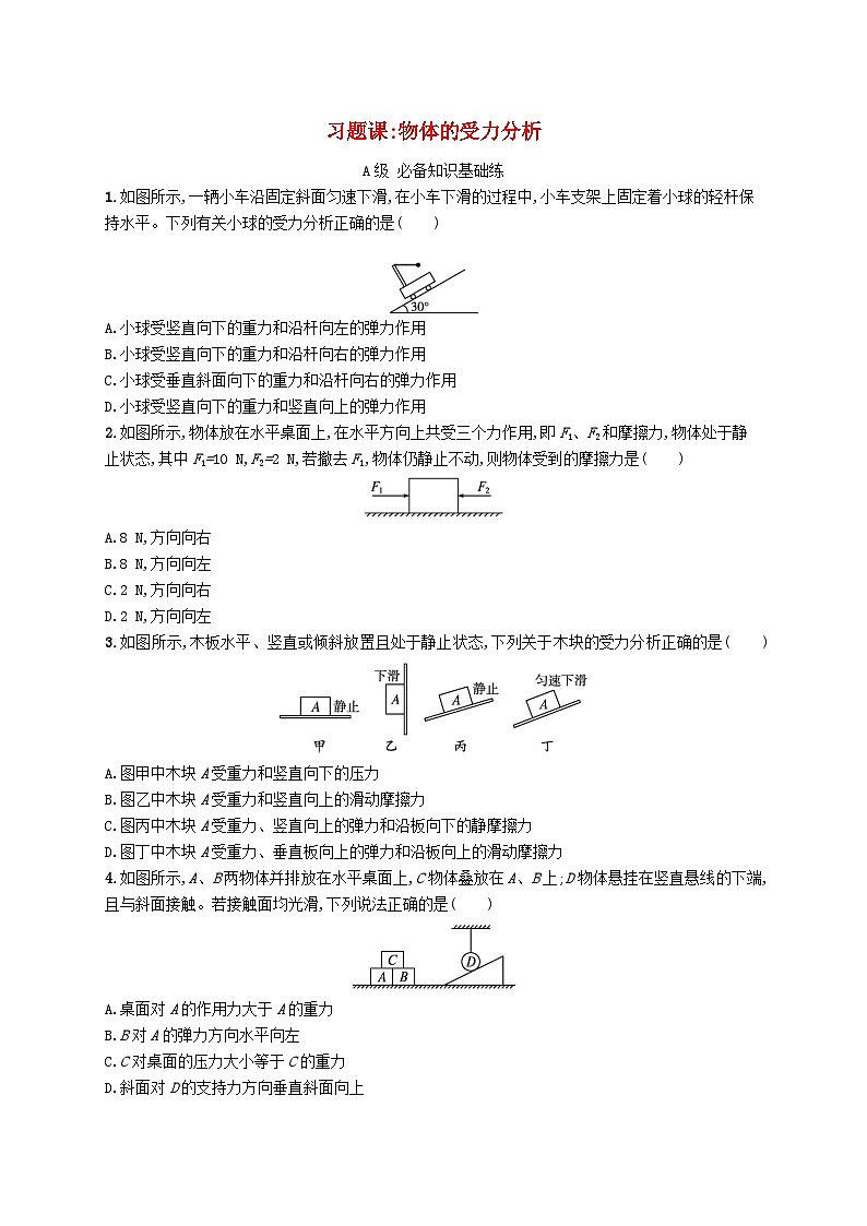 新教材2023_2024学年高中物理第3章相互作用习题课物体的受力分析分层作业鲁科版必修第一册第1页