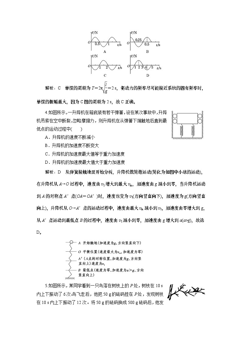 2023-2024学年鲁科版选择性必修第一册 第2章 机械振动 单元测试第2页