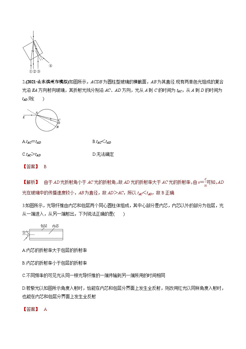 新高考物理一轮复习精练题专题11.1 光的折射和全反射、测量玻璃的折射率(含解析)第2页