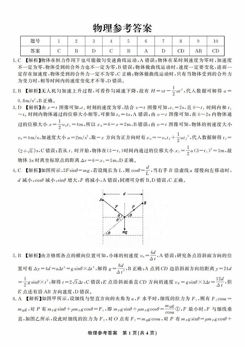 物理参考答案第1页