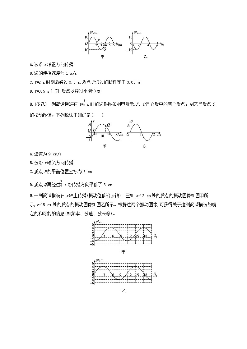 新教材2023_2024学年高中物理第3章机械波分层作业18振动图像与波的图像的比较机械波的多解问题教科版选择性必修第一册第3页