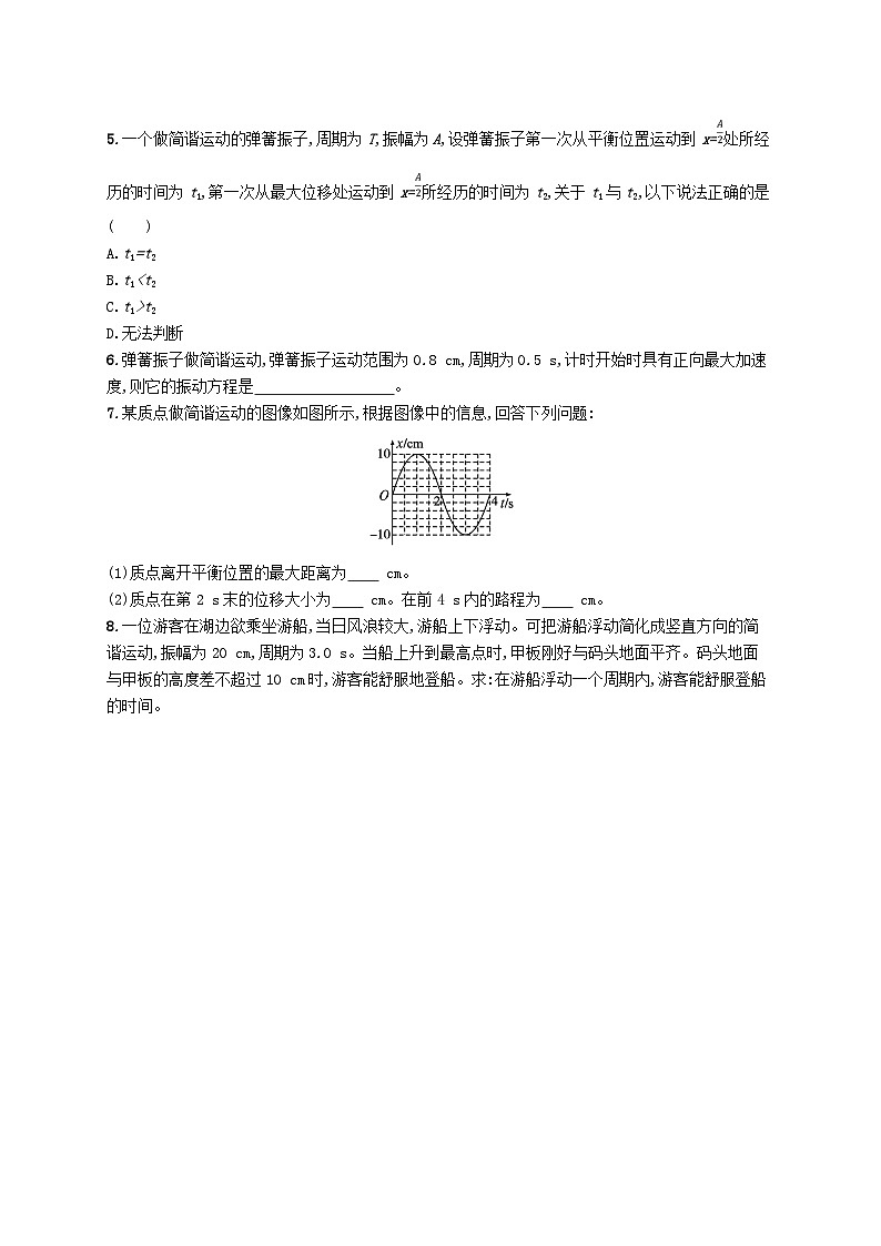 新教材2023_2024学年高中物理第2章机械振动第2节振动的描述分层作业鲁科版选择性必修第一册第2页