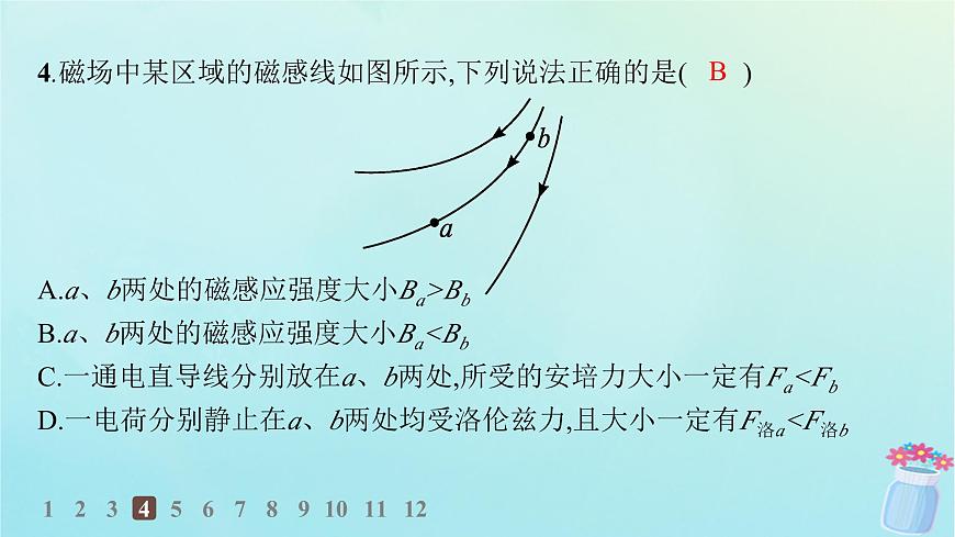 新教材2023_2024學(xué)年高中物理第1章磁吃電流的作用3.洛倫茲力分層作業(yè)課件教科版選擇性必修第二冊(cè)第7頁(yè)
