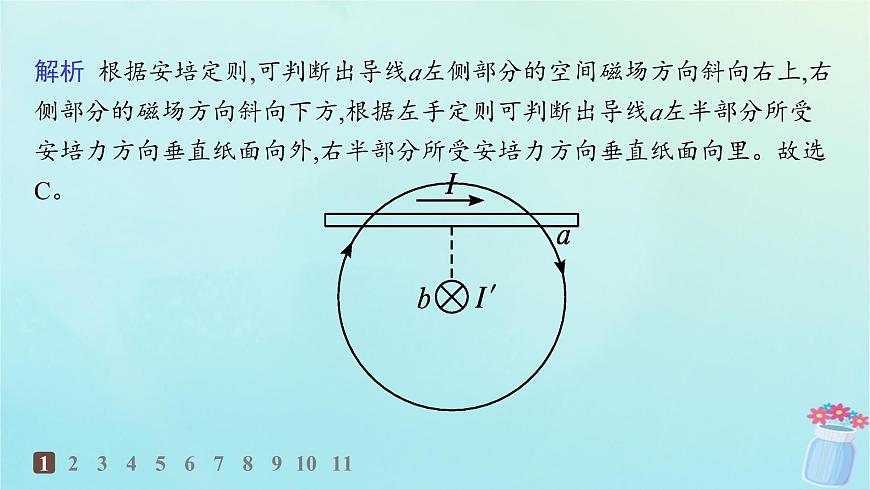 新教材2023_2024學(xué)年高中物理第1章磁吃電流的作用專題提升1安培力作用下的運(yùn)動(dòng)問(wèn)題分層作業(yè)課件教科版選擇性必修第二冊(cè)第3頁(yè)