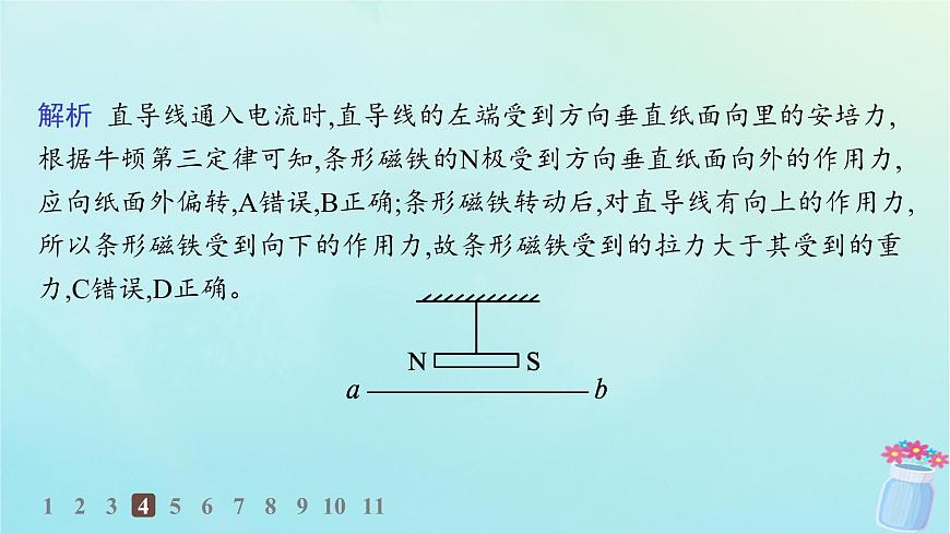 新教材2023_2024學(xué)年高中物理第1章磁吃電流的作用專題提升1安培力作用下的運(yùn)動(dòng)問(wèn)題分層作業(yè)課件教科版選擇性必修第二冊(cè)第7頁(yè)