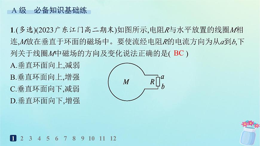 新教材2023_2024學(xué)年高中物理第2章電磁感應(yīng)及其應(yīng)用1.楞次定律分層作業(yè)課件教科版選擇性必修第二冊第2頁