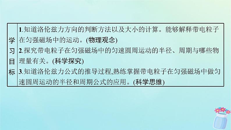 新教材2023_2024学年高中物理第1章磁吃电流的作用3.洛伦兹力课件教科版选择性必修第二册第3页