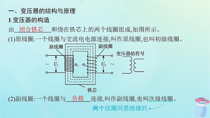 新教材2023_2024學(xué)年高中物理第3章交流電3第2課時變壓器課件教科版選擇性必修第二冊第4頁