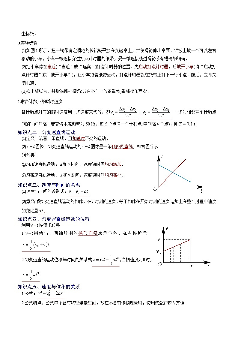 【期中知识点归纳】(人教版2019)2023-2024学年高一上册物理 必修1 第二章 匀变速直线运动的研究 讲义(解析版)第2页