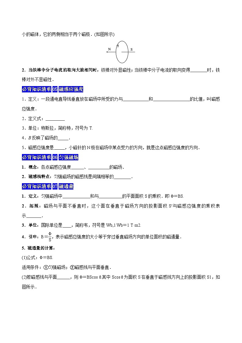 【期中知识点归纳】(人教版2019)2023-2024学年高二上学期物理 必修3 第五单元 电磁感应与电磁波初步 讲义(原卷版)第3页