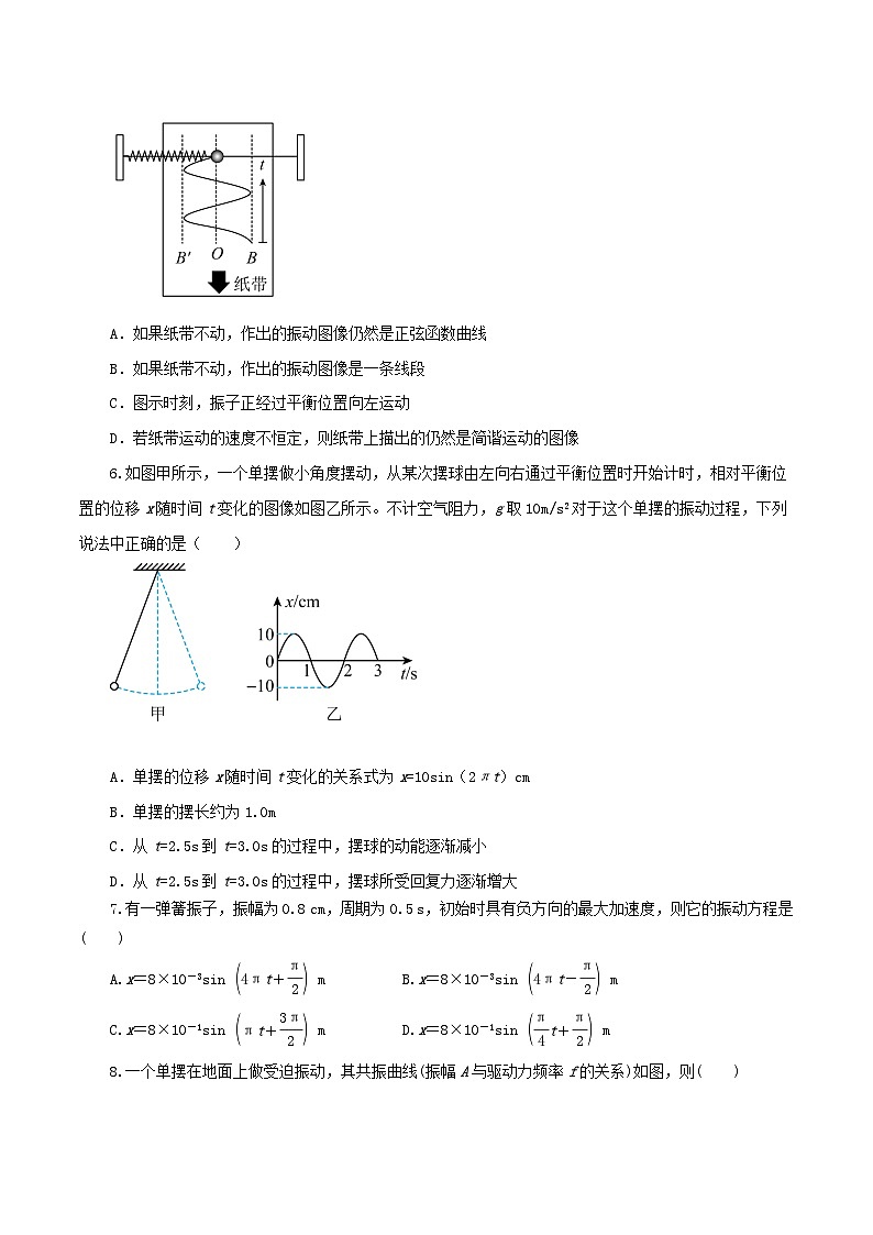 【期中模拟】(人教版2019)2023-2024学年高二上学期物理 选修1第二单元 简谐运动 单元检测 A卷(原卷版) 第2页