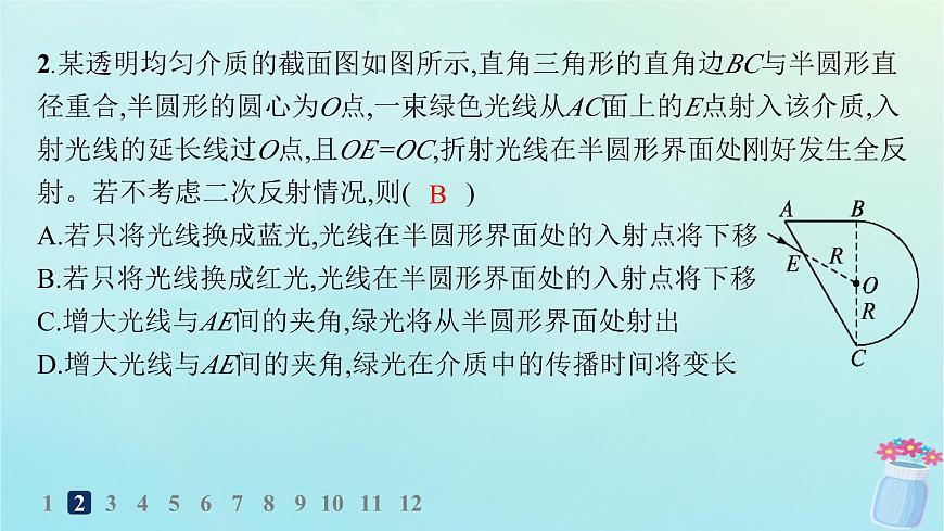 新教材2023_2024學(xué)年高中物理第4章光及其應(yīng)用分層作業(yè)24光的折射和全反射的綜合應(yīng)用課件教科版選擇性必修第一冊第4頁