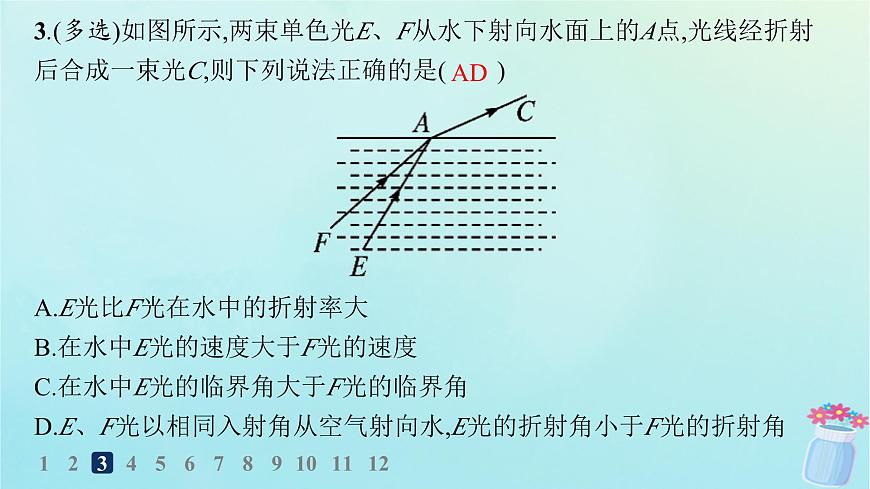 新教材2023_2024學(xué)年高中物理第4章光及其應(yīng)用分層作業(yè)24光的折射和全反射的綜合應(yīng)用課件教科版選擇性必修第一冊第6頁