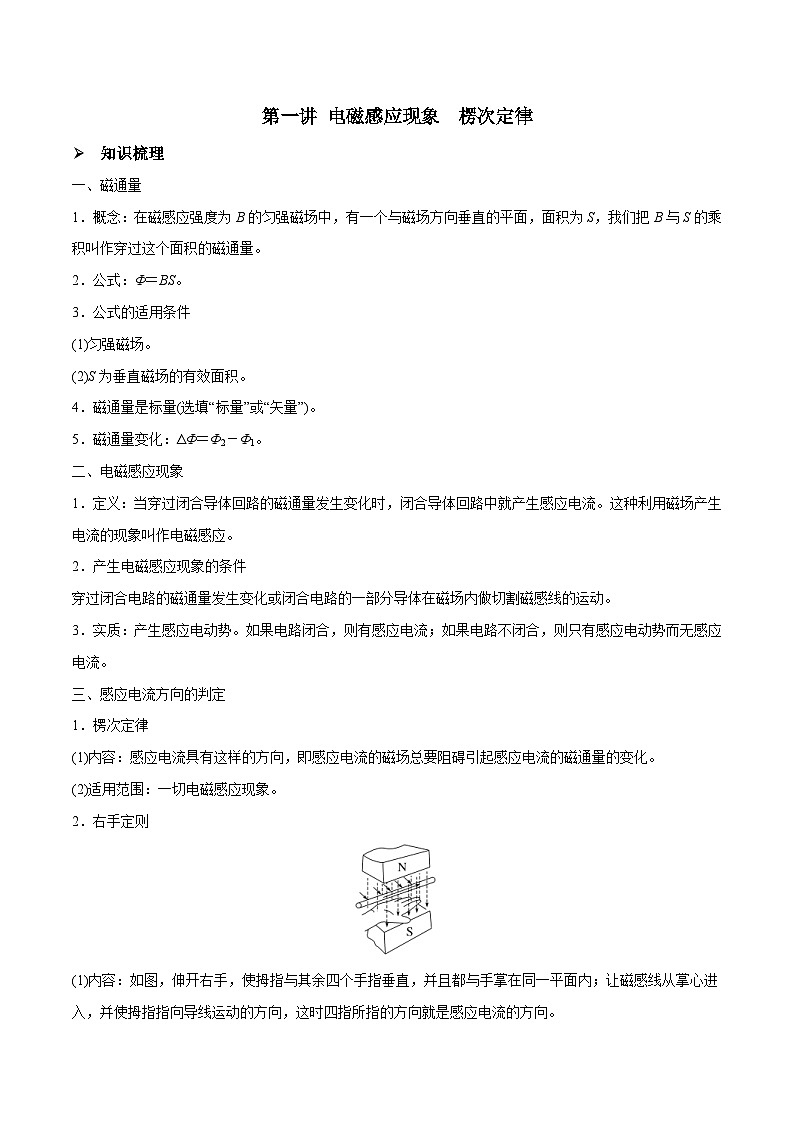 新高考物理一轮复习精讲精练第11章 电磁感应 第1讲 电磁感应现象楞次定律(含解析)01