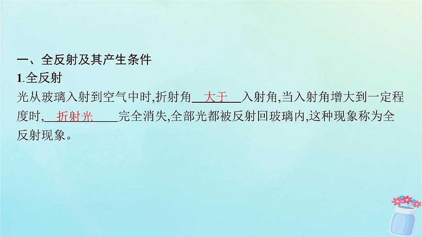 新教材2023_2024學年高中物理第4章光的折射和全反射第3節(jié)光的全反射第4節(jié)光導纖維及其應用課件魯科版選擇性必修第一冊第6頁
