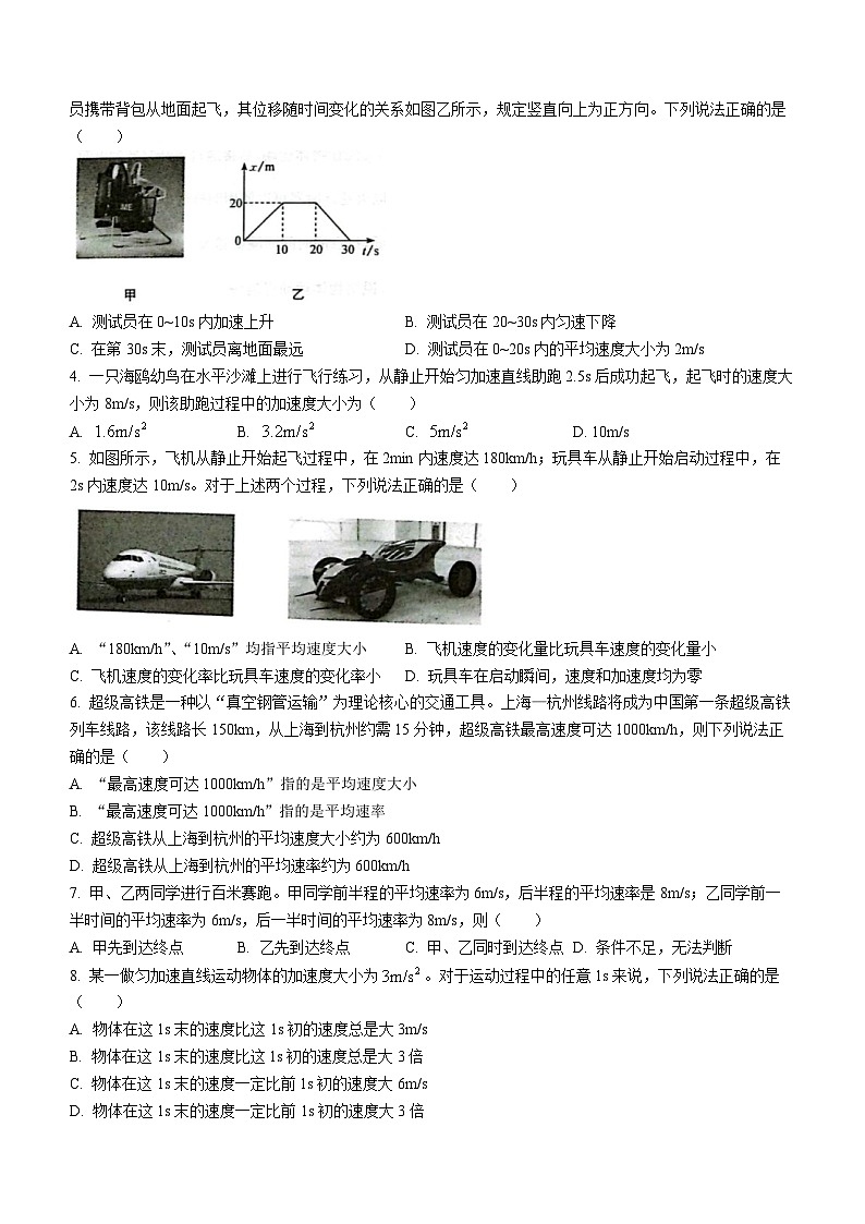 河南省洛阳市2023-2024学年高一上学期10月月考物理试题第2页