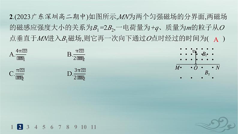 新教材2023_2024学年高中物理第1章安培力与洛伦兹力分层作业5带电粒子在有界匀强磁场中的运动课件新人教版选择性必修第二册03