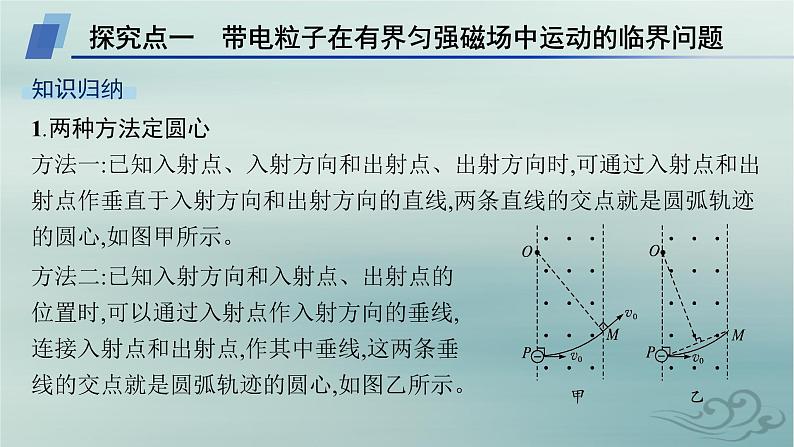 新教材2023_2024学年高中物理第1章安培力与洛伦兹力专题提升2带电粒子在有界匀强磁场中的运动课件新人教版选择性必修第二册第4页
