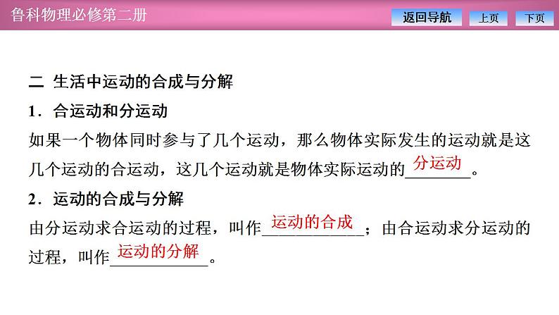 2023-2024学年鲁科版(2019)必修第二册 2.1运动的合成与分解 课件第7页