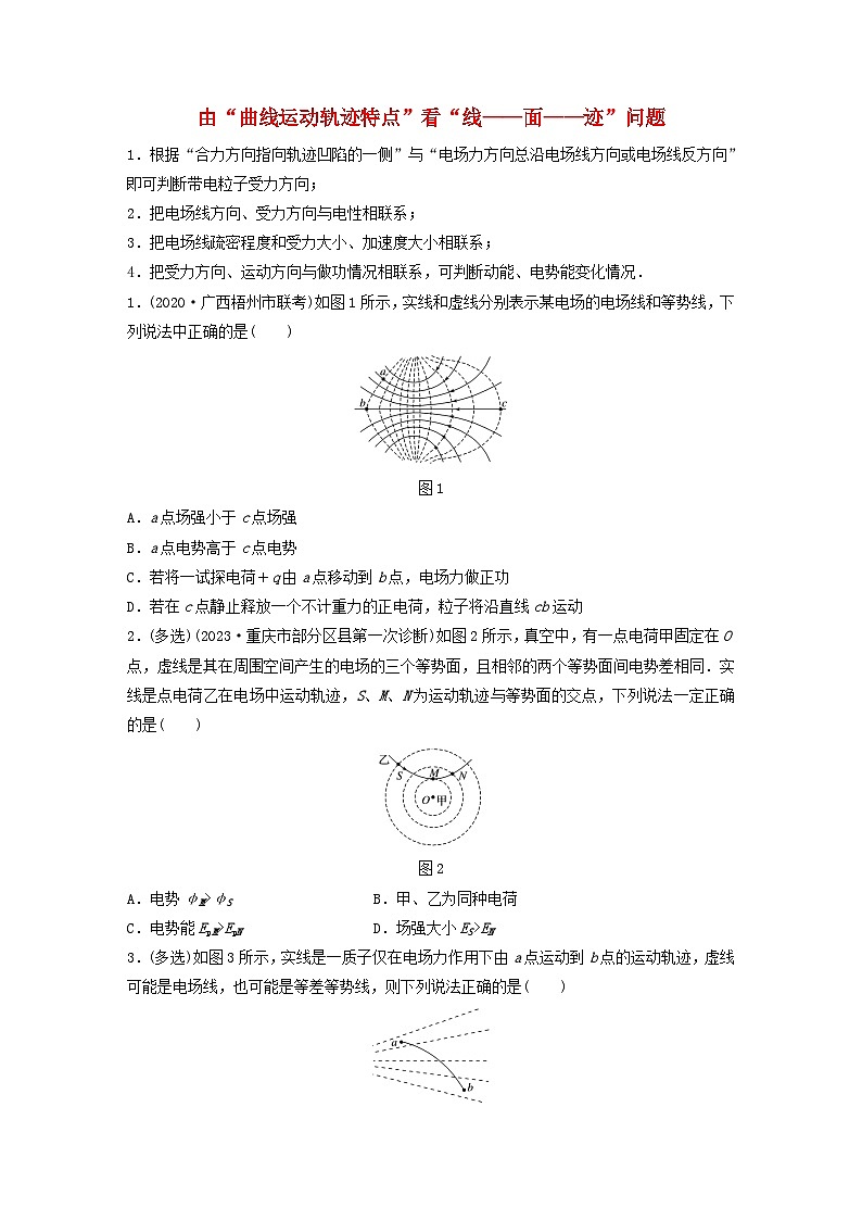 2024高考物理一轮复习考点攻破训练——由“曲线运动轨迹特点”看“线__面__迹”问题练习含解析教科版第1页