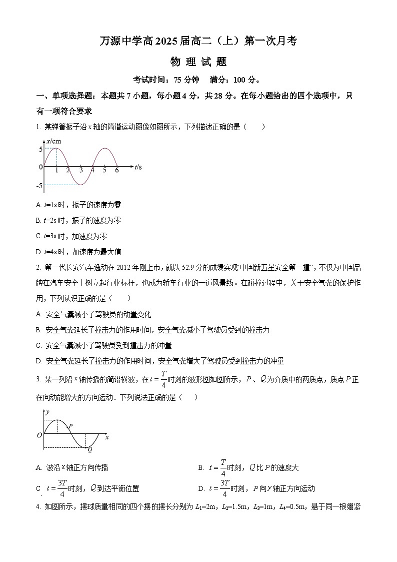四川省达州市万源中学2023-2024学年高二上学期10月月考物理试题无答案第1页