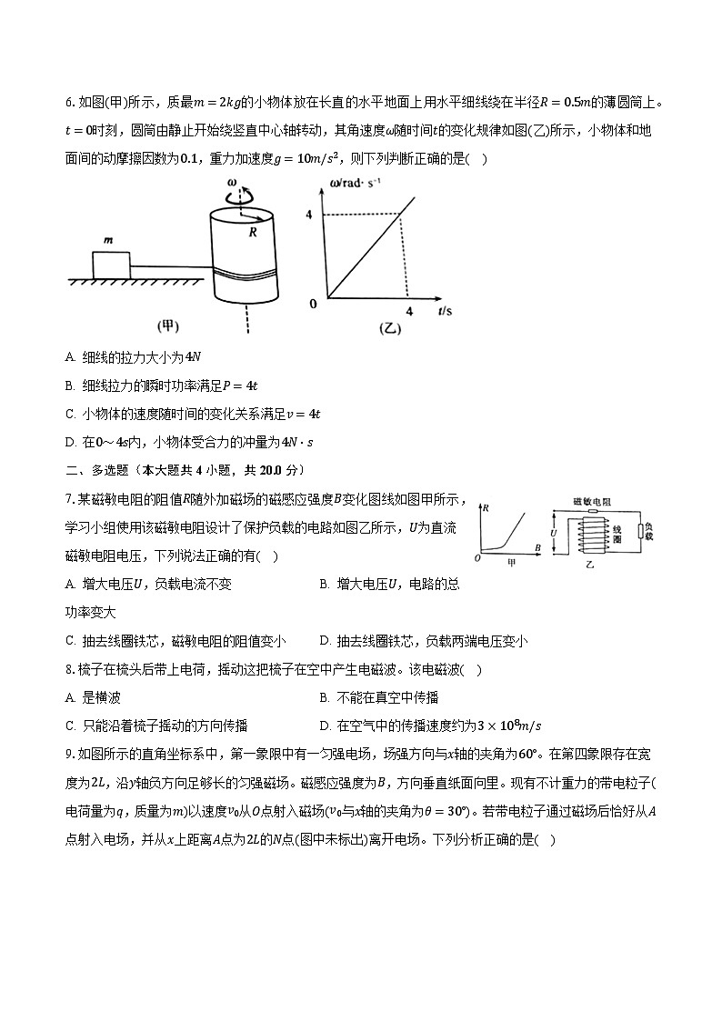 2023-2024学年四川省南充市重点中学高三(上)月考物理试卷(10月份)(含解析)第2页