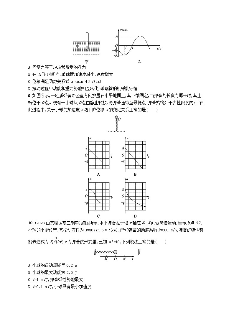 新教材2023_2024学年高中物理第2章机械振动3简谐运动的回复力和能量分层作业新人教版选择性必修第一册第3页