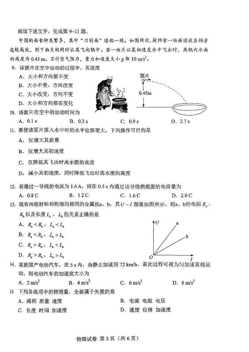 2023年湖北省普通高中学业水平合格性考试物理试题第3页