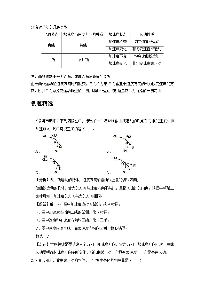 新教材高中物理必修第二册分层提升讲义01 B曲线运动 中档版(含解析)第2页