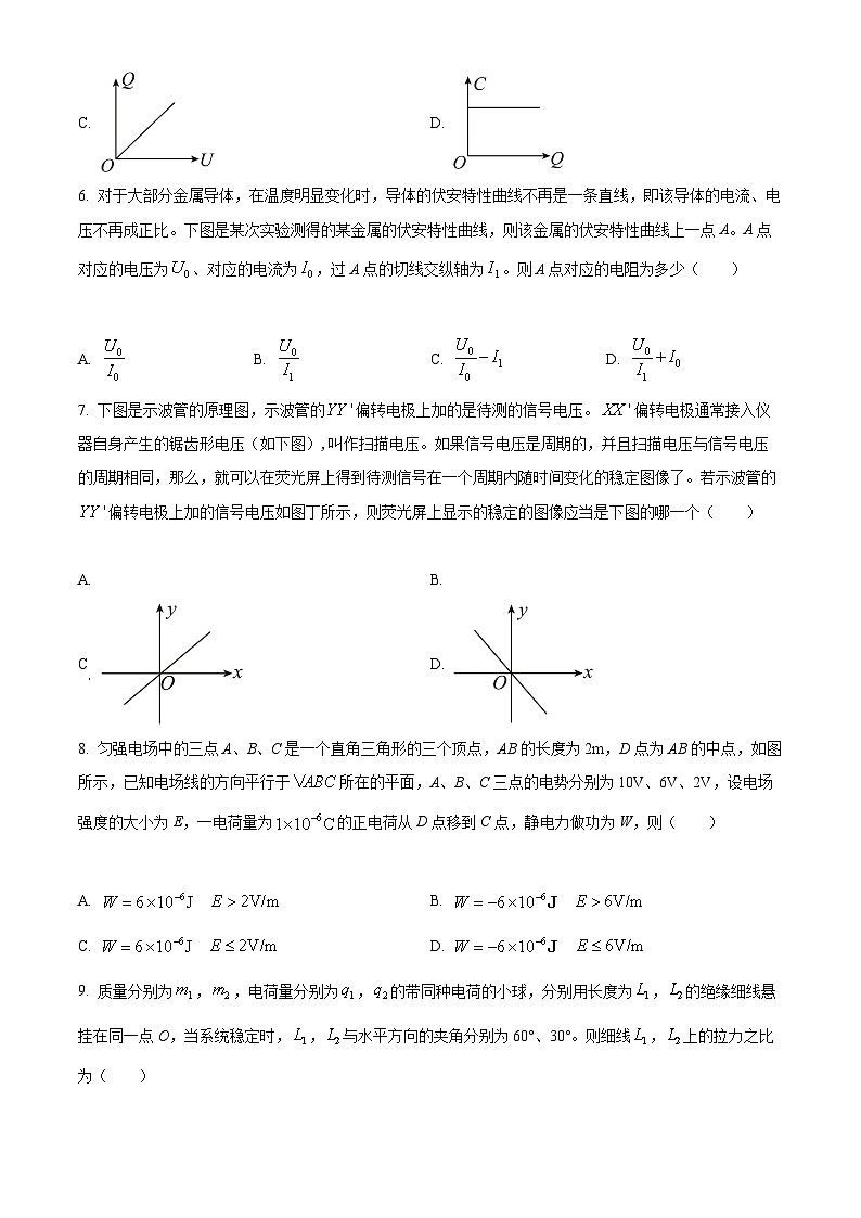 【期中真題】安徽省宿州市十三所重點中學2022-2023學年高二上學期期中質量檢測物理試題（原卷版）第2頁