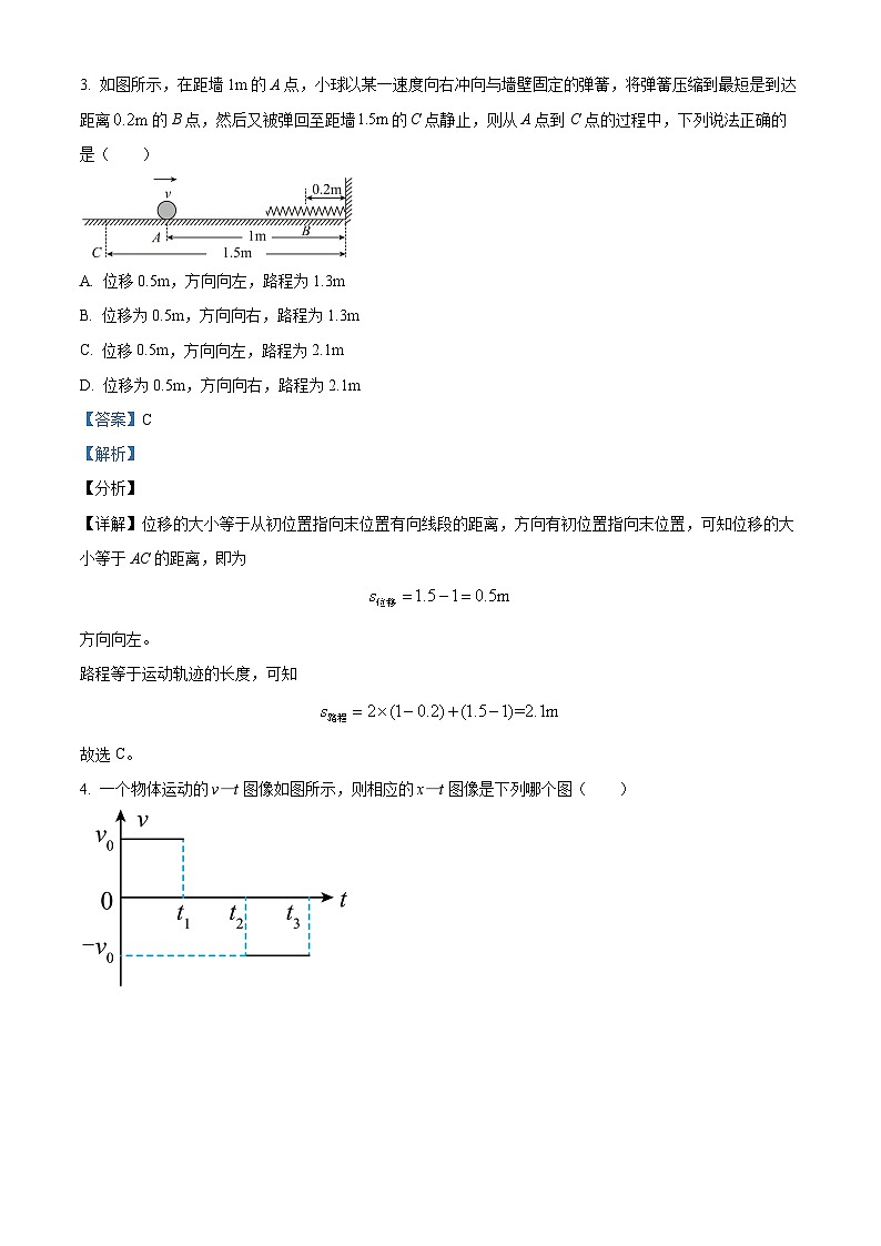 2024达州万源中学高一上学期10月月考物理试题含解析02
