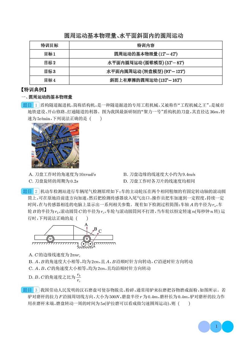 新高考物理一轮复习核心考点 圆周运动基本物理量、水平面斜面内的圆周运动(原卷版+解析版)第1页