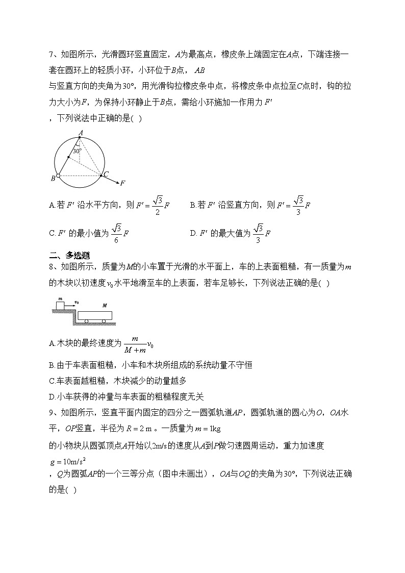 辽宁省沈阳市重点高中2024届高三上学期10月月考物理试卷(含答案)第3页