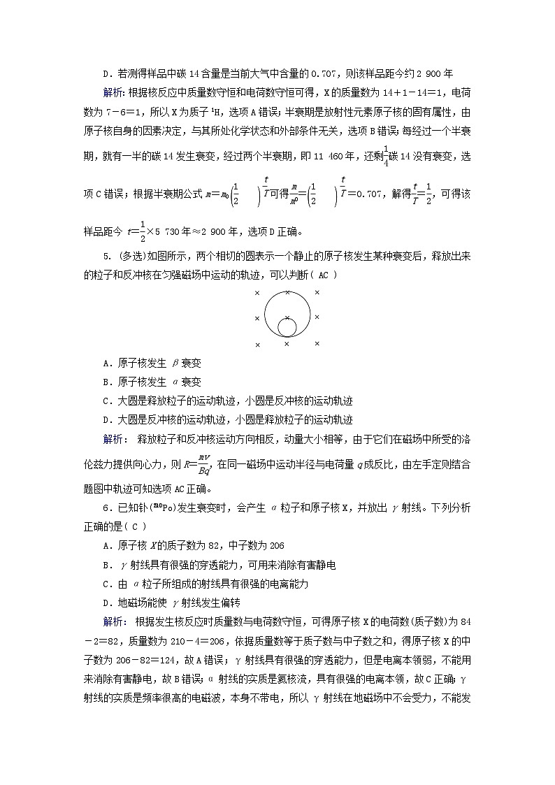 新教材适用2023_2024学年高中物理第5章原子核2放射性元素的衰变夯基提能作业新人教版选择性必修第三册02