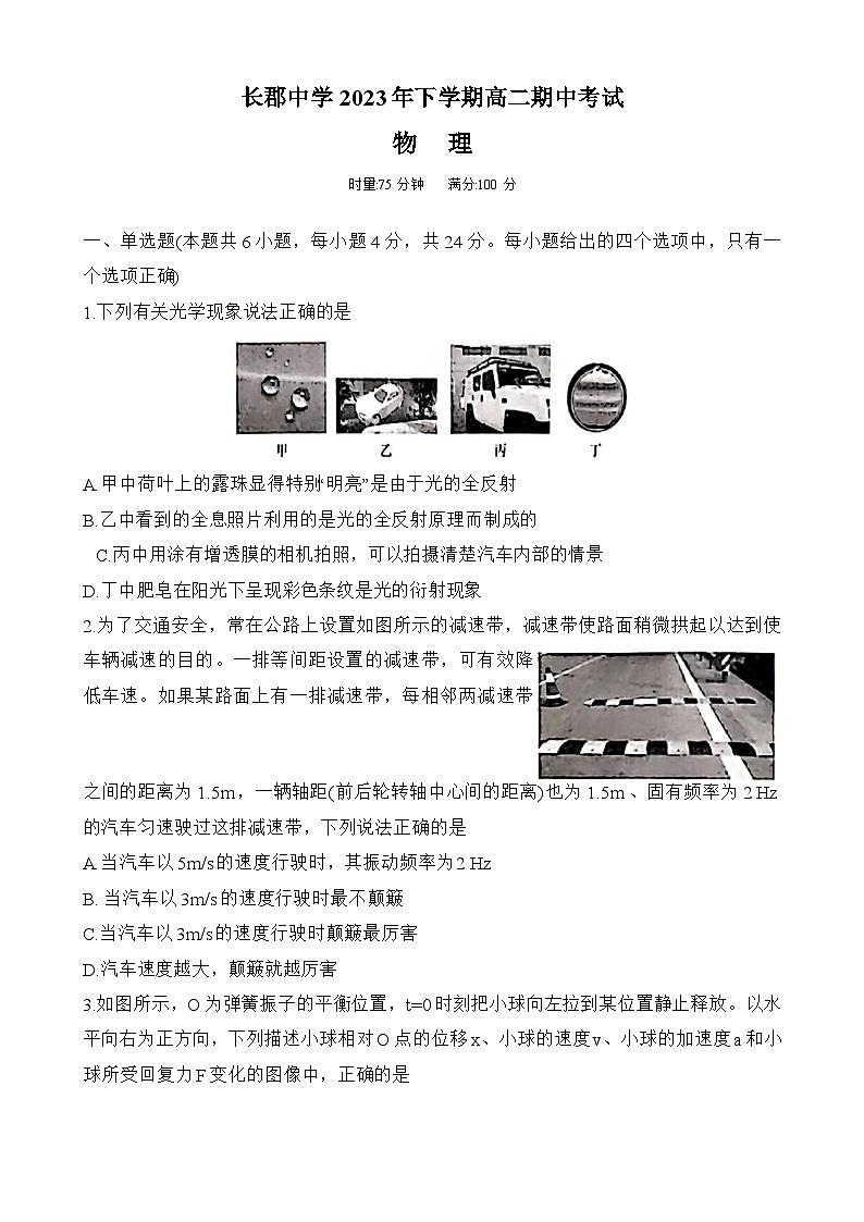 2024长沙长郡中学高二上学期期中考试物理无答案01