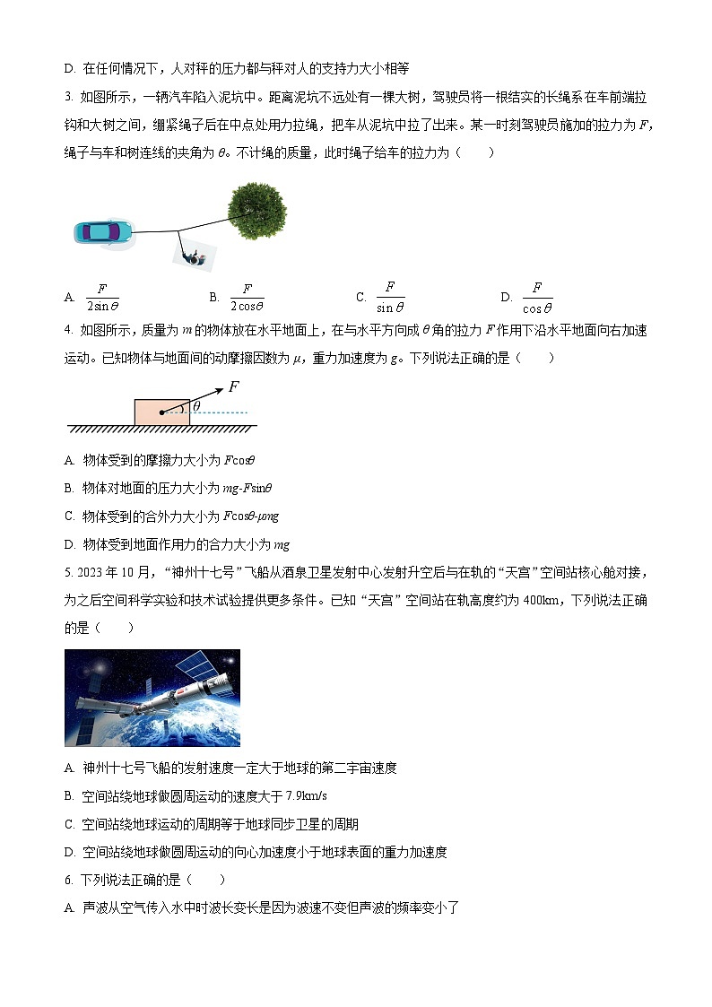 2024北京丰台区高三上学期11月期中考试物理含解析第2页