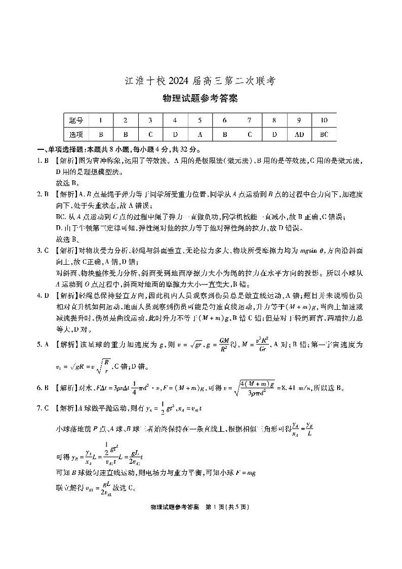 安徽省江淮十校2024届高三第二次联考物理试题(含答案)01