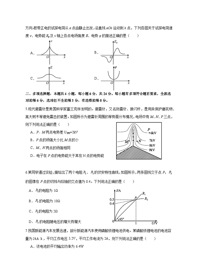2023-2024学年福建省福州市高二上学期期中物理模拟试题(含解析)第2页