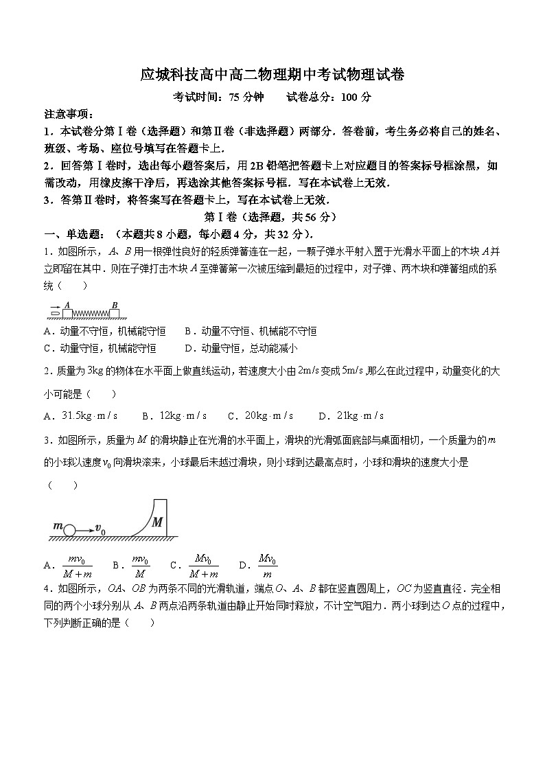 94,湖北省孝感市应城市科技高级中学2023-2024学年高二上学期期中考试物理试题(无答案)第1页