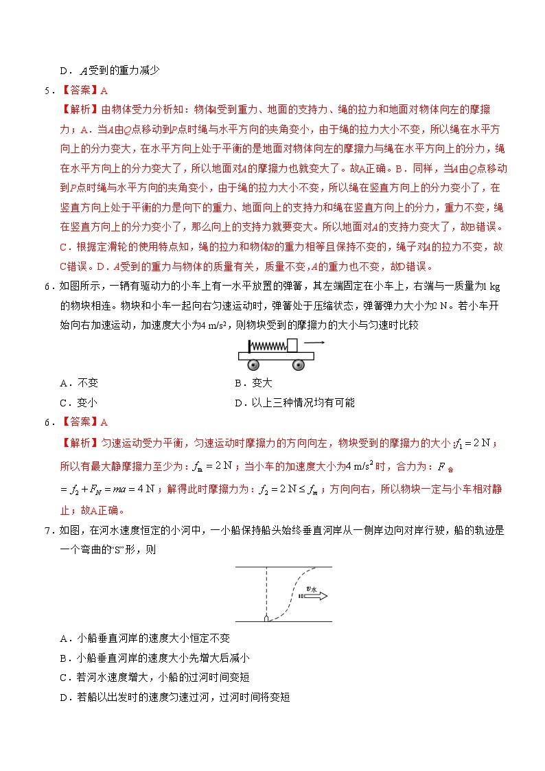 2020年1月浙江省普通高中学业水平考试物理模拟试题 C 解析版03
